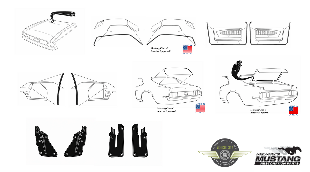 1971 1972 1973 Ford Mustang Coupe Premium Weatherstrip Seal Kit