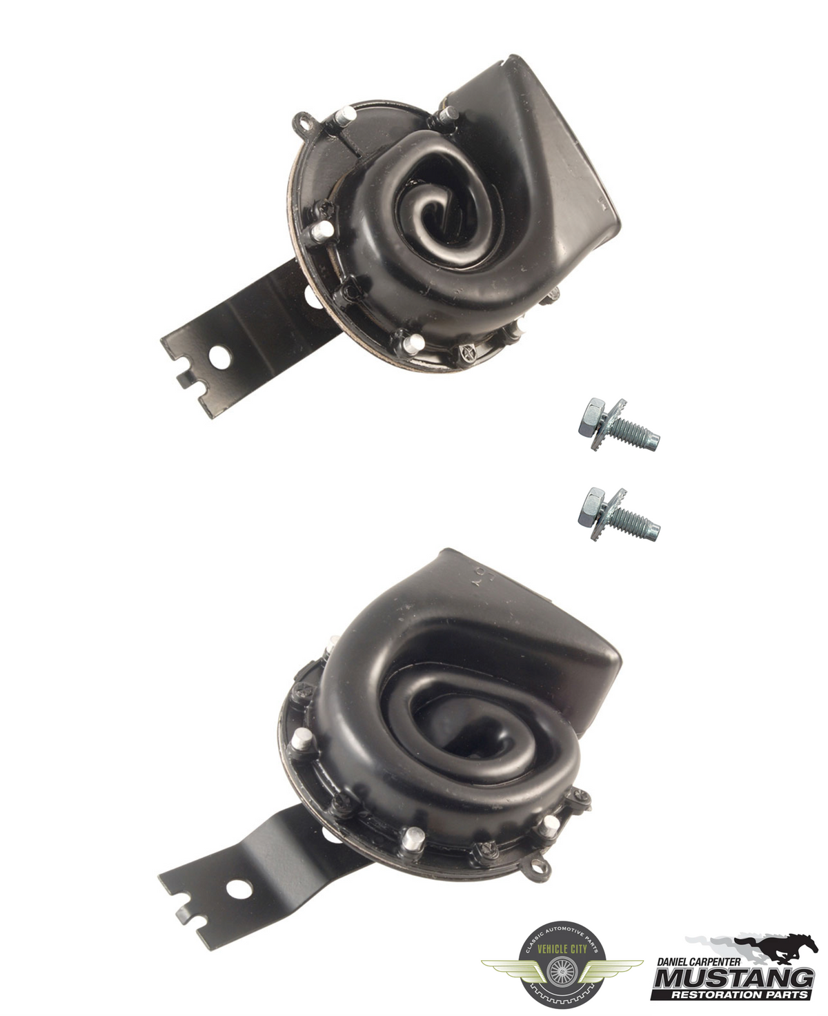 1971 1972 1973 Ford Mustang & Mercury Cougar Horn Kit High & Low Pair With Correct Hardware