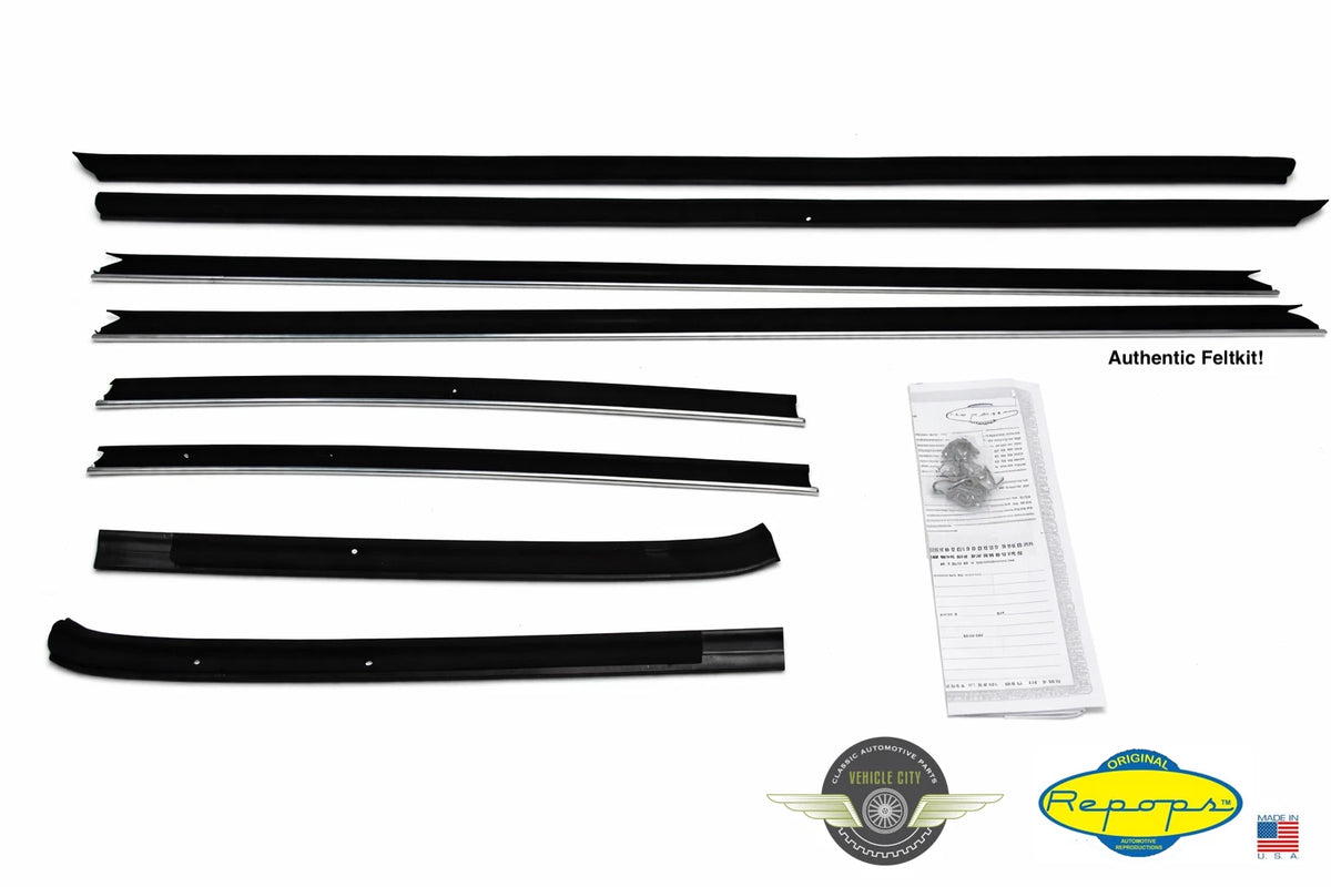 1970 1971 Ford Torino Elite 2-Door Hardtop Door Window Felt Rubber Seal 8 Pc Kit